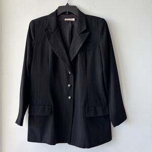 VTG Walter Blazer Black Metallic Stripe Womens 10 Office 90s Minimalist USA